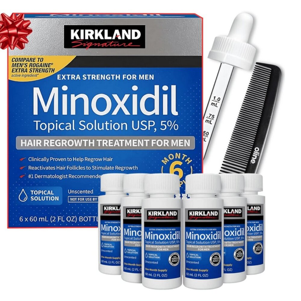 Kirkland Minoxidil 5% for Men, Topical Solution Extra Strength Hair Regrowth Tre